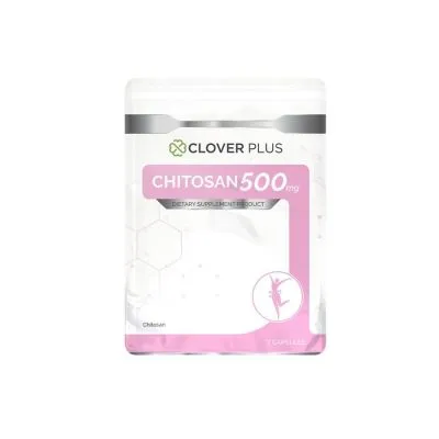 Clover Plus Chitosan อาหารเสริมไคโตซานจากธรรมชาติ ช่วยดักจับไขมัน ควบคุมระดับคลอเรสเตอรอล 500 Mg. (7 แคปซูล)