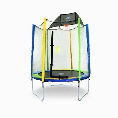 Sanook Trampoline แทรมโพลีนที่กระโดด 6 ฟุต(1.8 ม.)สปริงบอร์ด กระโดดได้ 2-3 คน รับน้ำหนัก150-180 กก.แถมฟรีแป้นบาส หลากสี