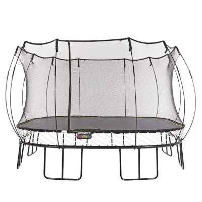 SpringfreeTrampoline สปริงฟรีแทรมโพลีน S155 (4X4 ม.)แบบทรงสี่เหลี่ยม พร้อมรั้วตาข่ายกันตก แข็งแรงปลอดภัย รับน้ำหนัก 300 กก.สีเทา