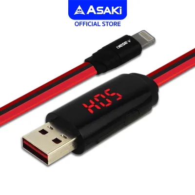 Asaki Charging Cable สายชาร์จและซิงค์ข้อมูล หน้าจอ LED แสดงผลกระแสไฟ USB to L สำหรับ IP รุ่น A-2016