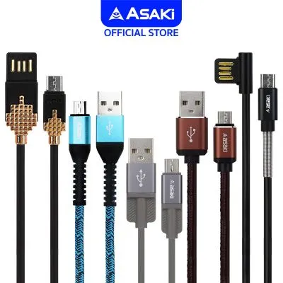 Asaki Charging Cable สายชาร์จและโอนย้ายข้อมูล Micro USB ระบบ ANDROID สินค้าคละแบบ รุ่น A-2025