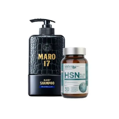 Maro x Smooth Life Gentleman Hair Recovery Set - เซตฟื้นฟูเส้นผม Maro 17 Black Plus Shampoo 350 ml. แชมพูแก้ผมหงอก Smooth Life HSN Plus Zinc for Gentleman 30 เม็ด อาหารเสริมบำรุงเส้นผม และเล็บ