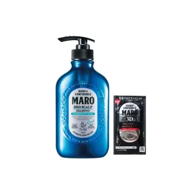 Maro Deo Scalp Shampoo Cool 400ML แชมพูขจัดรังแค สูตรเย็น ลดความมัน แถมฟรี! Maro 3D Volume Up Shampoo 10ml. [Set]