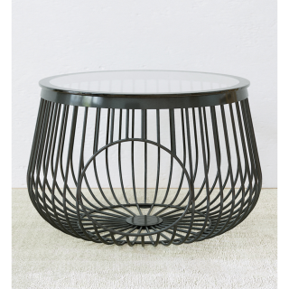 [Pre-Order] Home Studio Pet Basket Coffee Table โต๊ะกลางท็อปกระจกนิรภัยทรงตะกร้า ดำ