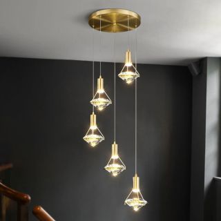 [Pre-Order] Home Studio  Diamond Designed Stair Chandelier โคมไฟแต่งบ้านติดเพดาน