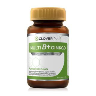 Clover Plus Multi B + Ginkgo วิตามินบีรวมสารสกัดจากใบแปะก๊วย 30แคปซูล (1กระปุก)