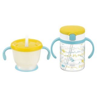 Richell Aq Straw Training Mug & Clear Straw Bottle Mug R เซตแก้วฝึกดูดและแก้วหลอดดูด