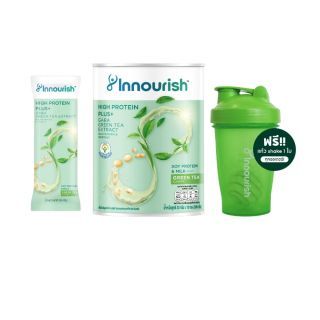 Innourish High Protein เครื่องดื่มโปรตีนสูงจากถั่วเหลือง ผสมวิตามินรวมและแร่ธาตุ รสชาเขียว