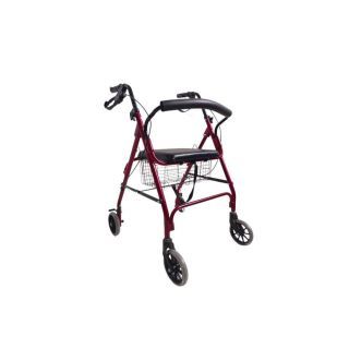 Abloom รถหัดเดิน Aluminum Rollator พับได้ มีเบรกมือ (สีเลือดหมู)