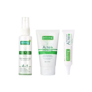 Smooth E Anti Acne Solution Set บอกลาปัญหาสิวทั้งหน้าและลำตัวในเซ็ทเดียว สิวอักเสบมีหัว สิวผด สำหรับผิวแพ้ง่าย ผิวเป็นสิว