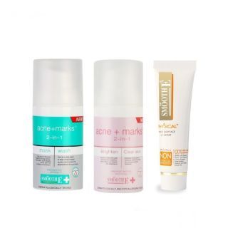 Smooth E Acne Sun Protection Set - เซ็ตบำรุงผิวหน้า ปกป้องผิวจากแสงแดด สีเบจ SPF 50+ PA+++ พร้อมโฟมล้างหน้า 2in1 สครับ+มาสก์ สมูทอี แอคเน่