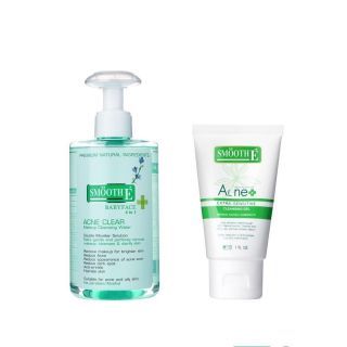 Smooth E Acne Clear Set เซ็ตทำความสะอาดผิวหน้า และเครื่องสำอาง สำหรับผู้ที่มีปัญหาสิว