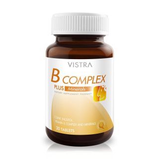 Vistra B-Complex Plus Minerals วิสทร้า บีคอมเพล็กซ์ พลัส มิเนอรอล วิตามินบีรวม 30 เม็ด 1 ขวด