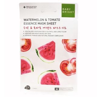 Baby Bright Watermelon & Tomato Essence Mask Sheet 1 ชิ้น เบบี้ไบร์ท แผ่นมาส์กสารสกัดเข้มข้นจากแตงโมสีแดง