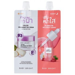 Baby Bright Day & Night Mela Bright Set 6g. 2 IN 1 ครบเซ็ทเพื่อผิวสวย ผิวฟูอิ่มน้ำ ในซองเดียว