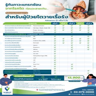 ตรวจสุขภาพสำหรับผู้ป่วยไตวายเรื้อรัง (โปรแกรม Advance) 5 ครั้ง ภายใน 1 ปี