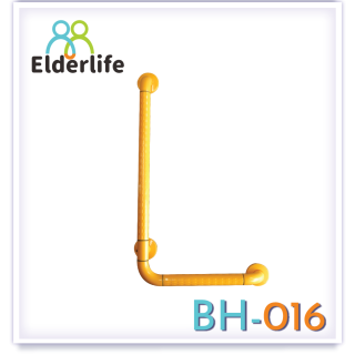 Elderlife ราวจับผู้สูงอายุ ตัว L ติดผนัง สแตนเลสหุ้มพลาสติก สีส้ม รุ่น BH-016