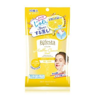 Bifesta Micellar Cleansing Sheet Perfect Glow แผ่นเช็ดเครื่องสำอางค์และทำความสะอาดผิว 10pcs.