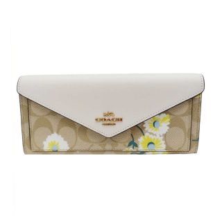 กระเป๋าสตางค์ COACH C3721 SLIM ENVELOPE WALLET IN SIGNATURE CANVAS WITH DAISY PRINT (IMOTV)