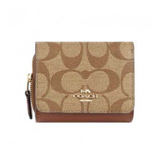 กระเป๋าสตางค์ COACH 7331 SMALL TRIFOLD WALLET IN SIGNATURE CANVAS (IME74)