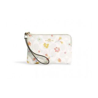 กระเป๋าสตางค์คล้องมือ COACH C8702 CORNER ZIP WRISTLET IN SIGNATURE CANVAS WITH MYSTICAL FLORAL PRINT (IMCAH)