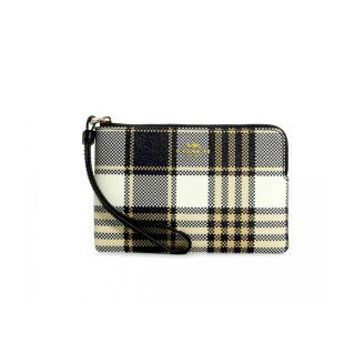 กระเป๋าคล้องมือ COACH C8683 CORNER ZIP WRISTLET WITH GARDEN PLAID PRINT (IMF23)