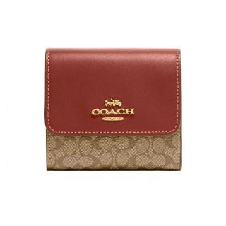 กระเป๋าสตางค์ COACH CF369 SMALL TRIFOLD WALLET IN COLORBLOCK SIGNATURE CANVAS (IMS4L)