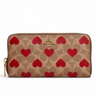 กระเป๋าซิปรอบ COACH C8547 ACCORDION ZIP WALLET IN SIGNATURE CANVAS WITH HEART PRINT (B4P22)