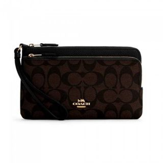 กระเป๋าคล้องมือ COACH C5576 DOUBLE ZIP WALLET IN SIGNATURE CANVAS (IMAA8)