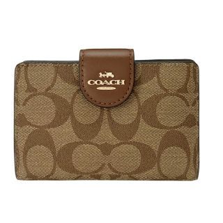 กระเป๋าสตางค์ COACH C0082 MEDIUM CORNER ZIP WALLET IN SIGNATURE CANVAS (IME74)