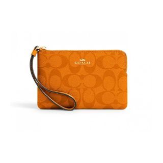 กระเป๋าคล้องมือ COACH 91178 CORNER ZIP WRISTLET IN SIGNATURE CANVAS (IMNXU)