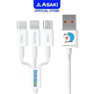 Asaki Charger สายชาร์จ 3IN1 (Micro,Type C,L) ลิขสิทธิ์แท้โดราเอมอน รุ่น A-DMC8081