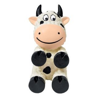 Kong Wiggi Cow - ตุ๊กตาวัว ยาง ตัวขาวลายแต้มดำอวบอ้วน ผิวขรุขระเล็กน้อย มีเสียงร้องเวลากัด