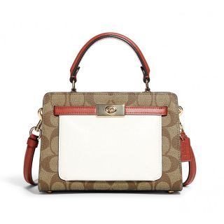 กระเป๋าสะพาย COACH C8318 MINI LANE TOP HANDLE IN COLORBLOCK SIGNATURE CANVAS IMLOT