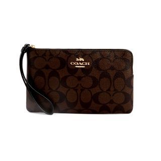 กระเป๋าคล้องมือ COACH 6648 LARGE CORNER ZIP WRISTLET IN SIGNATURE CANVAS IMAA8