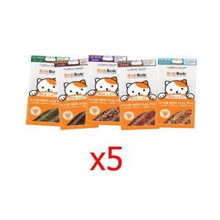 Bok Bok แค๊ทสติ๊ก ขนมน้องแมวทำจากปลา 5 รส 35g ทั้งหมด 5 ซอง ผสมแคทนิป ทอรีน