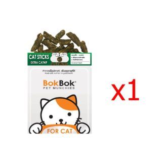 Bok Bok ขนมแมว แค๊ทสติ๊ก เอ็กซ์ตร้าแคทนิป 35g 1 ซอง ทำจากเนื้อปลาผสมแคทนิป ทอรีน