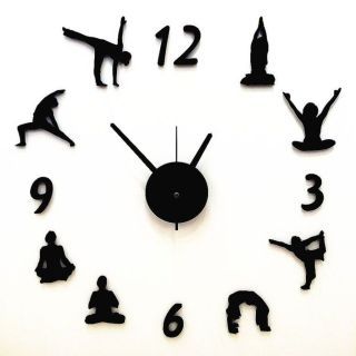 นาฬิกาติดผนัง ลายโยคะ (สีดำ) Yoga Design Wall Clock