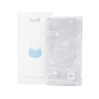 Evoli Baby Swaddling Blanket ผ้าห่มห่อตัว ผลิตจากผ้าคอตตอน 100% ระบายอากาศดี ผ่านการทดสอบปฏิกิริยากับน้ำลาย/เหงื่อ/Ph Gray On White