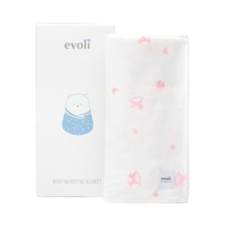 Evoli Baby Swaddling Blanket ผ้าห่มห่อตัว ผลิตจากผ้าคอตตอน 100% ระบายอากาศดี ผ่านการทดสอบปฏิกิริยากับน้ำลาย/เหงื่อ/Ph Pink On White