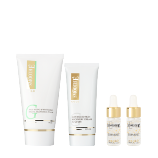 Smooth E Gold luxury medicated Set ชุดบำรุงผิวหน้า ไร้ริ้วรอย โฟมล้างหน้า Gold Foam ขนาด 4 Oz + สมูทอี Gold Cream บำรุงผิวหน้า ลดริ้วรอย แถมฟรี Gold Serum 2 ขวด(Exclusive set)