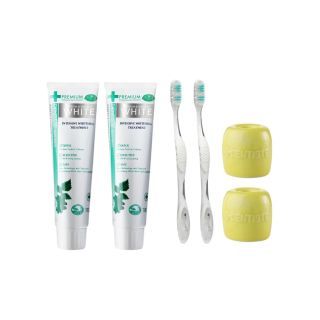 Dentiste' แปรงสีฟัน Daytime ยาสีฟันสูตร Premium white ฟรี! ฐานวางแปรงสีฟัน 2 ชิ้น