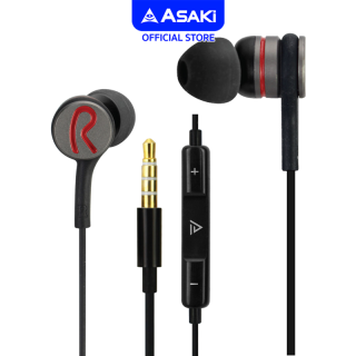 Asaki Earphone หูฟังอินเอียร์สมอลทอล์ค มีไมค์ในตัว มีปุ่มเพิ่ม-ลดเสียง เสียงดี เบสแน่น รุ่น A-K6032MP