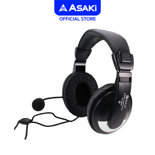 Asaki Headphone หูฟังเฮดโฟนคอมพิวเตอร์ครอบหู พร้อมไมโครโฟน สามารถคุยสนทนาได้ รุ่น SLR-650MV