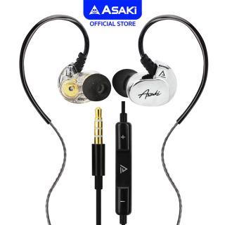 Asaki Earphone หูฟังอินเอียร์สมอลทอล์ค 4 ลำโพง มีไมค์ในตัว เพิ่ม-ลดเสียงได้ เสียงดี เบสแน่น รุ่น A-K7417MP