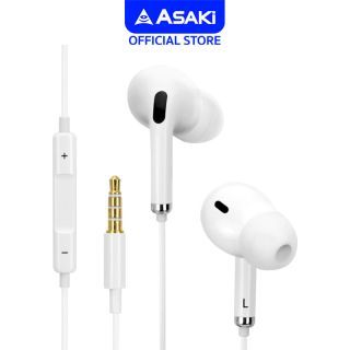 Asaki Earphone หูฟังอินเอียร์สมอลทอล์ค มีไมค์ในตัว เสียงดี เบสแน่น พร้อมปุ่มเพิ่ม-ลดเสียง รุ่น A-K6604MP