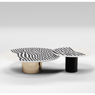 [Pre-Order] Home Studio Zebra Coffee Table Set ชุดโต๊ะกลางห้องรับแขกท็อปม้าลาย