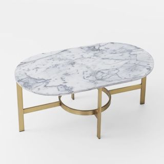 [Pre-Order] Home Studio Golden Oval Coffee Table โต๊ะกลางท็อปหินอ่อนทรงรี ขาว