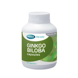 Mega We Care Ginkgo biloba 60 caps สารสกัดจากใบแปะก๊วย ป้องกันสมองเสื่อม ฟื้นฟูความจำ 60 แคปซูล 1 กระปุก