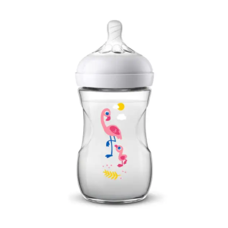 Philips Avent ขวดนม Natural Baby Bottle 9 ออนซ์ จำนวน 1 ขวด พร้อมจุก 1 เดือนขึ้นไป ลายฟลามิงโก